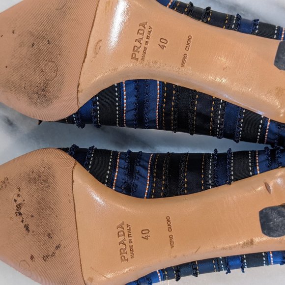 Prada Patch Ribbon Heel Stilettos Women's 9.5 / 10 - Picture 6 of 8